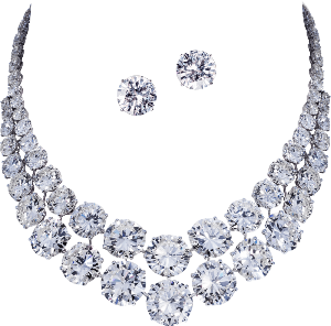 a diamond necklace and earrings 